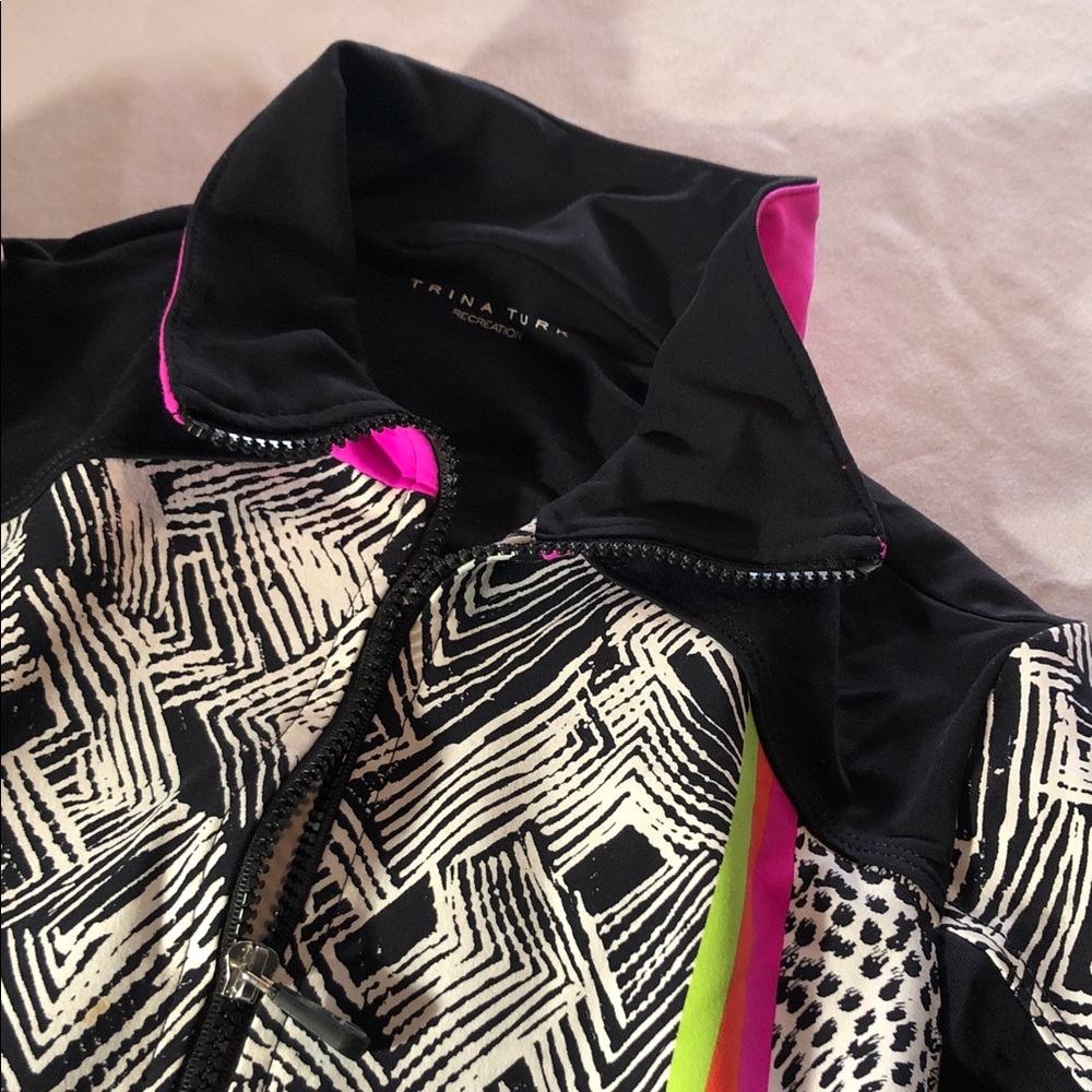 Trina Turk Black and Pink Geometric Jacket